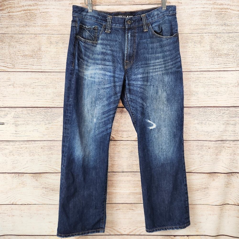 Express Blake Loose Fit Bootcut Jeans Mens Sz 34X30 Blue Denim